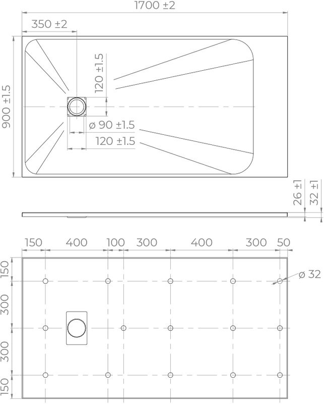 Поддон для душа RGW TSS W 170x90