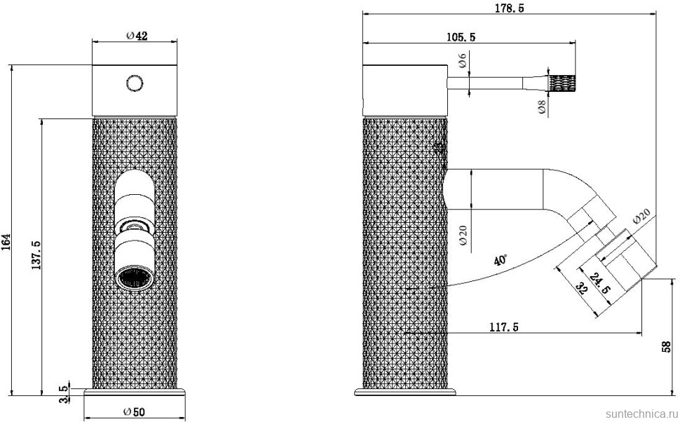 Смеситель для биде Allen Brau Priority 5.31С04-MG брашированный графит