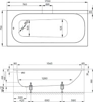 Стальная ванна Bette Form 170x75 см, встраиваемая, на ножках, с самоочищающимся покрытием, с антискользящим покрытием, с шумоизоляцией
