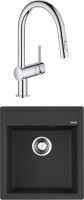 Комплект Мойка Omoikiri Daisen 46-BL черная + Смеситель Grohe Minta 32321002