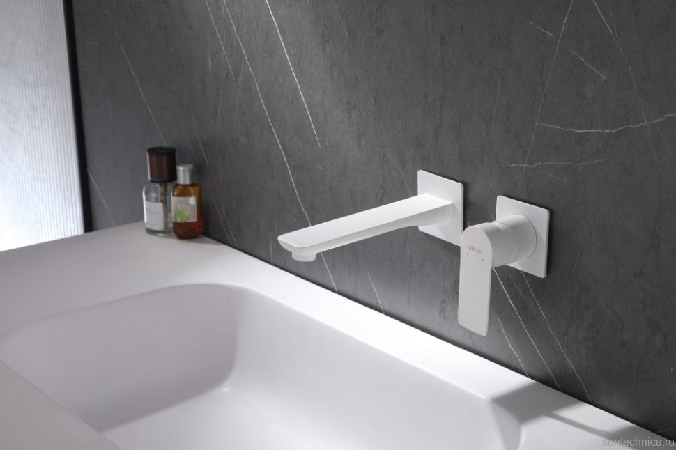 Смеситель для раковины Abber Weiss Insel AF8082FW С ВНУТРЕННЕЙ ЧАСТЬЮ, матовый белый