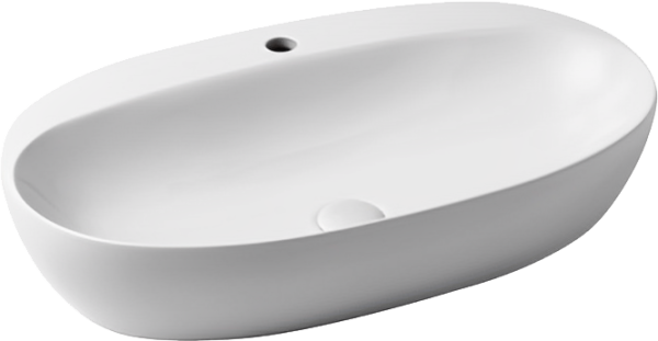 Накладная раковина Azzurra Elegance 70 белая, овальная, фаянс, с 1 отверстием под смеситель