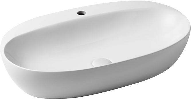 Накладная раковина Azzurra Elegance 70 белая, овальная, фаянс, с 1 отверстием под смеситель