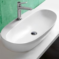 Накладная раковина Azzurra Elegance 70 белая, овальная, фаянс, с 1 отверстием под смеситель