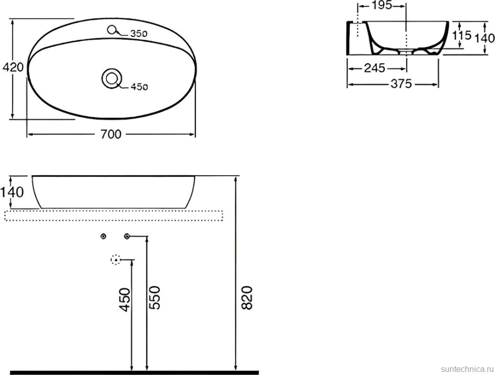 Накладная раковина Azzurra Elegance 70 белая, овальная, фаянс, с 1 отверстием под смеситель