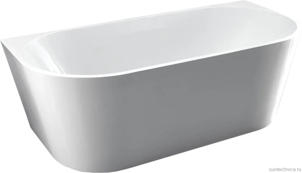 Акриловая ванна Vincea VBT-421-1700 170x80 см, пристенная, белая, овальная, на ножках, со сливом-переливом