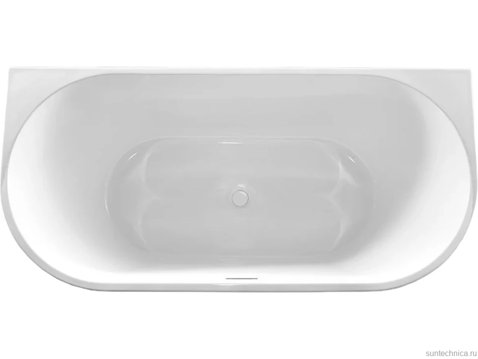 Акриловая ванна Vincea VBT-421-1700 170x80 см, пристенная, белая, овальная, на ножках, со сливом-переливом
