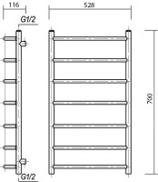 Полотенцесушитель водяной Domoterm Калипсо П7 50x70, хром