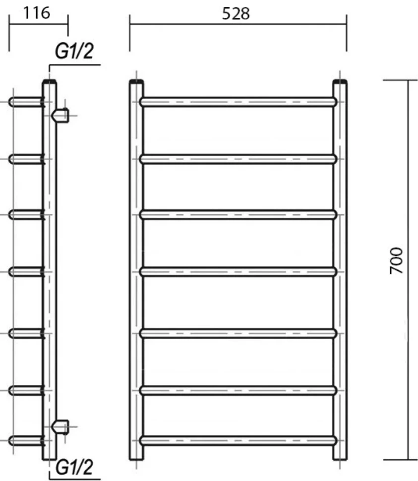 Полотенцесушитель водяной Domoterm Калипсо П7 50x70, хром