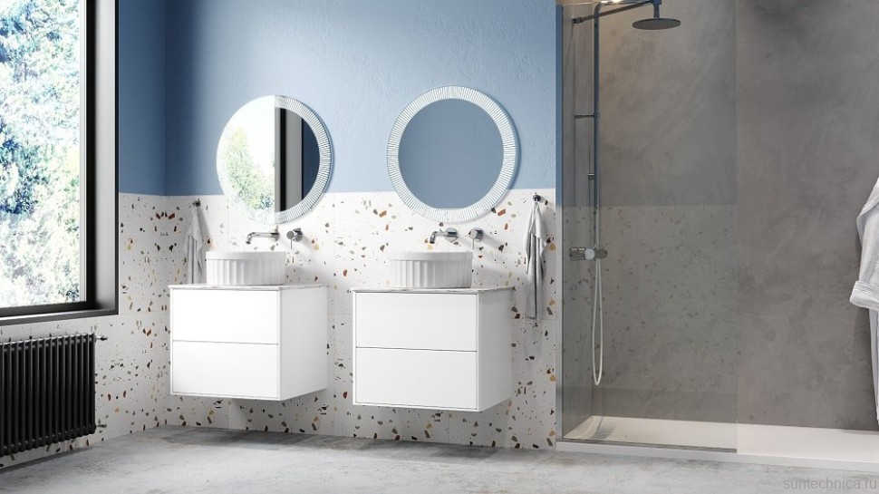 Тумба под раковину со столешницей Belux Джаз 60 подвесная, белая глянцевая