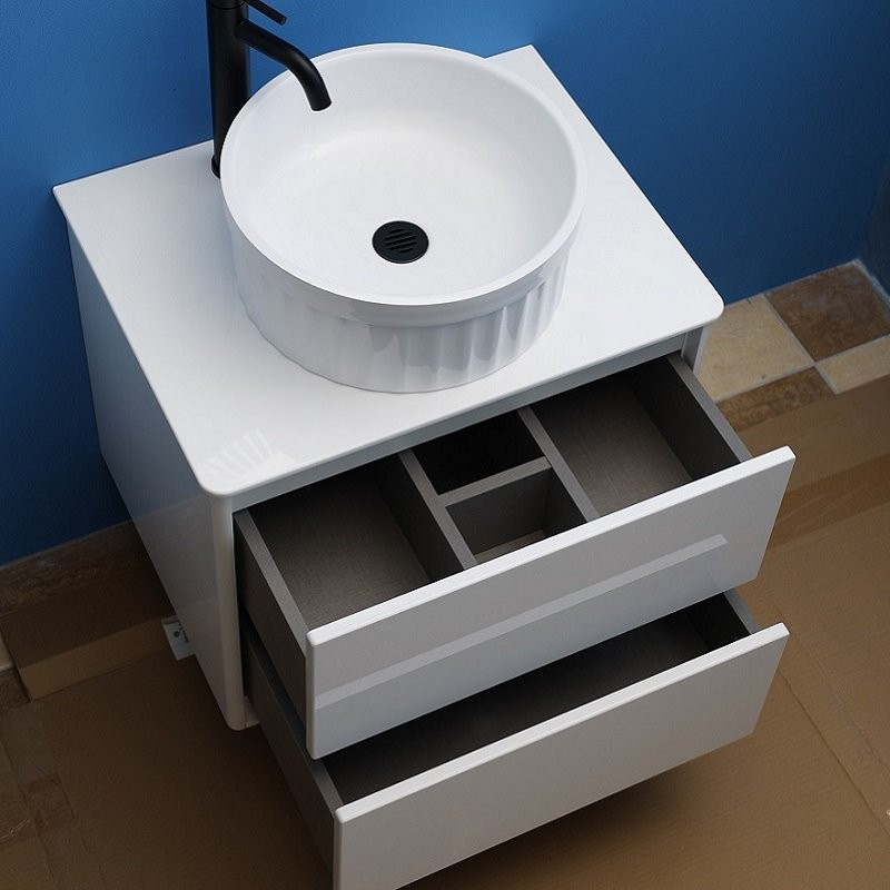 Тумба под раковину со столешницей Belux Джаз 60 подвесная, белая глянцевая