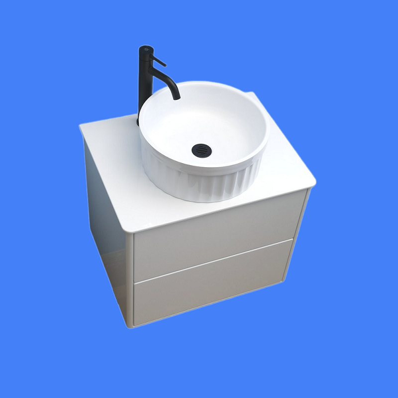 Тумба под раковину со столешницей Belux Джаз 60 подвесная, белая глянцевая