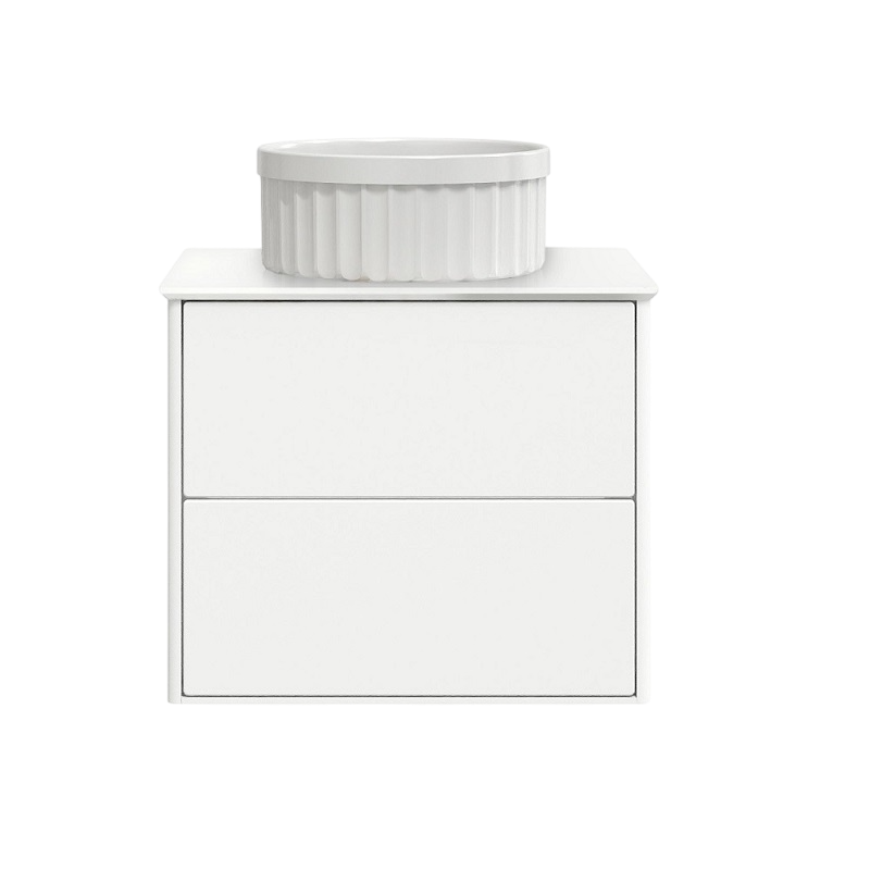 Тумба под раковину со столешницей Belux Джаз 60 подвесная, белая глянцевая