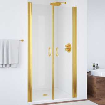 Душевая дверь в нишу Vegas Glass E2P 75 09 01 профиль золото, стекло прозрачное