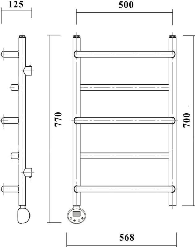 Полотенцесушитель электрический Domoterm Орфей П5 50x70, хром, L