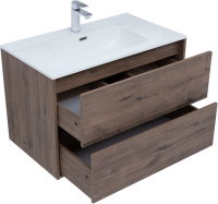 Тумба с раковиной Aquanet Lino 80 подвесная, дуб веллингтон