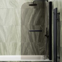 Шторка на ванну Maybahglass MGV-789-6 80x140, профиль черный, стекло бронза