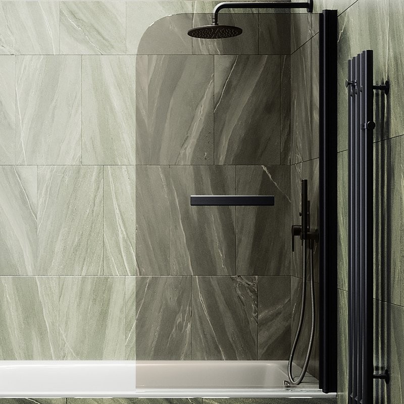 Шторка на ванну Maybahglass MGV-789-6 80x140, профиль черный, стекло бронза