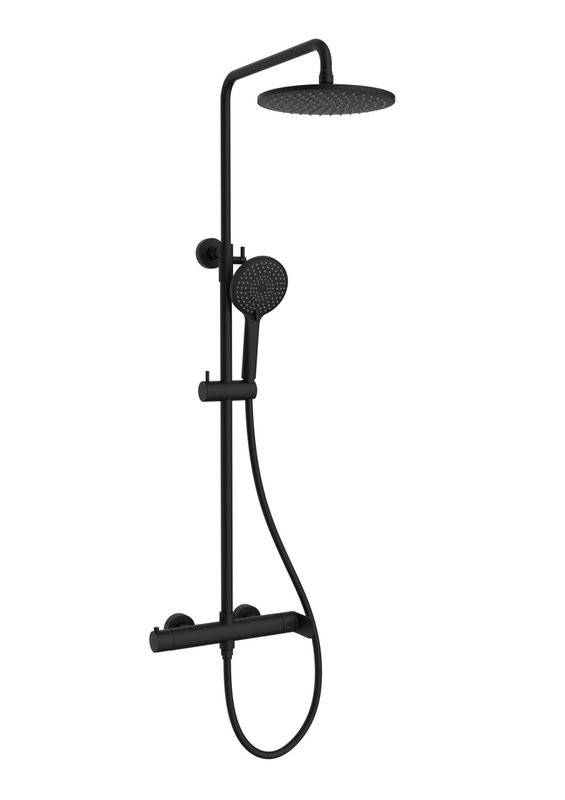 Душевая стойка Vincea Rondo VSFS-1R1MB с изливом, черный матовый
