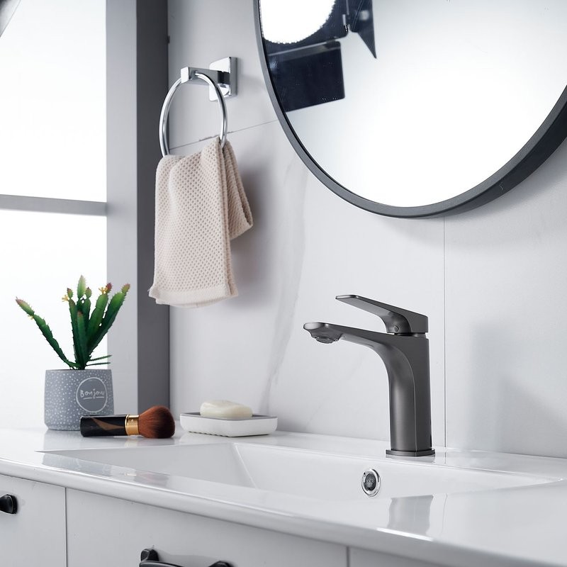 Смеситель для раковины Shevanik S4201T, оружейная сталь