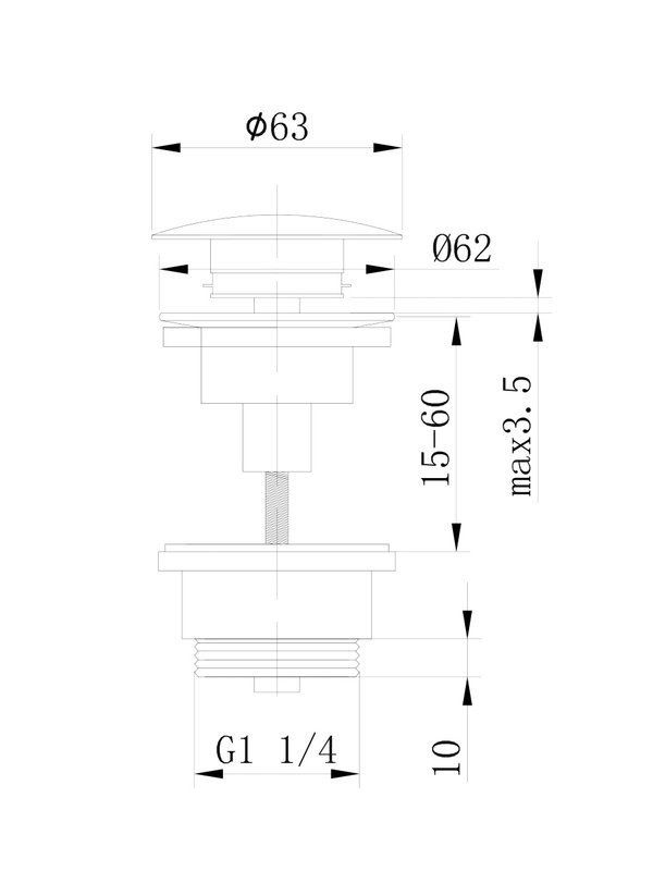 Донный клапан для раковины Abber AF0011NG без перелива, никель