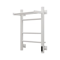 Полотенцесушитель электрический Grota Alto 430х600 RAL9016 EL 60x45 см, подключение справа, слева, скрытое подключение справа, матовый белый, лесенка, из стали, с полкой