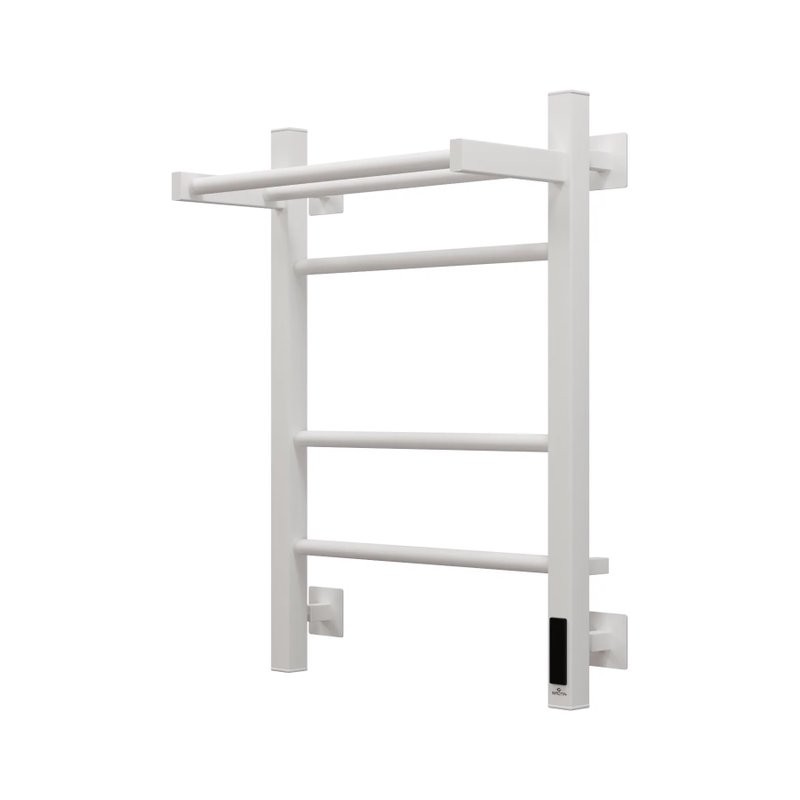 Полотенцесушитель электрический Grota Alto 430х600 RAL9016 EL 60x45 см, подключение справа, слева, скрытое подключение справа, матовый белый, лесенка, из стали, с полкой