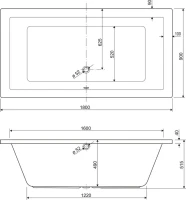Акриловая ванна Cezares Plane 180x90 см, пристенная, белая, на ножках