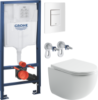 Комплект Унитаз подвесной Ceramicanova UP Rimless CN4007 белый + Инсталляция Grohe Rapid SL 38772SH0 3 в 1 с панелью смыва