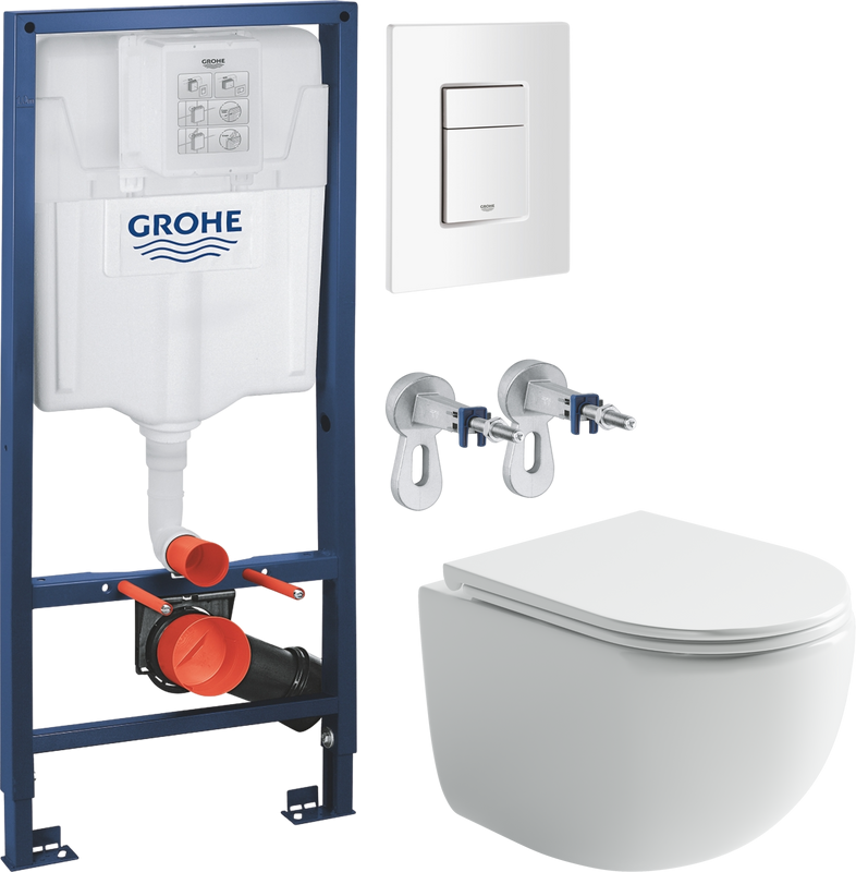 Комплект Унитаз подвесной Ceramicanova UP Rimless CN4007 белый + Инсталляция Grohe Rapid SL 38772SH0 3 в 1 с панелью смыва