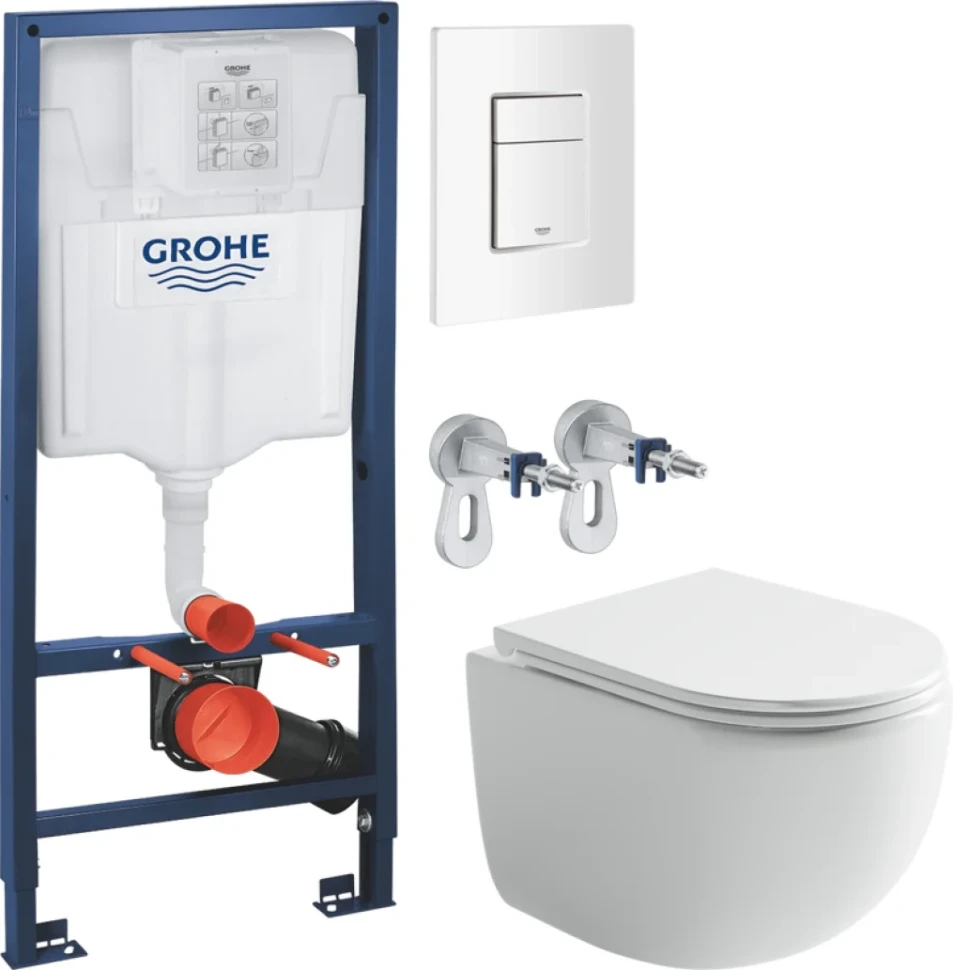 Комплект Унитаз подвесной Ceramicanova UP Rimless CN4007 белый + Инсталляция Grohe Rapid SL 38772SH0 3 в 1 с панелью смыва