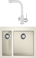 Комплект Мойка Omoikiri Bosen 59-2-WH белая + Смеситель Paulmark Essen Es213011-431 белый матовый