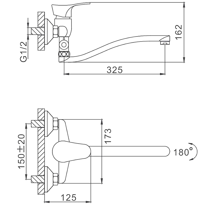 Смеситель с длинным изливом для ванны Frap H13 F2114-B хром