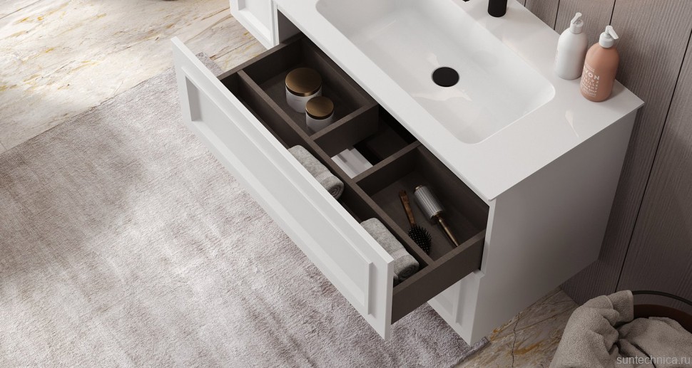 Тумба под раковину без столешницы Belux София 95 подвесная, белая глянцевая