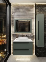 Тумба под раковину со столешницей La Fenice Elba Twin 90 подвесная, серая, столешница белый мрамор