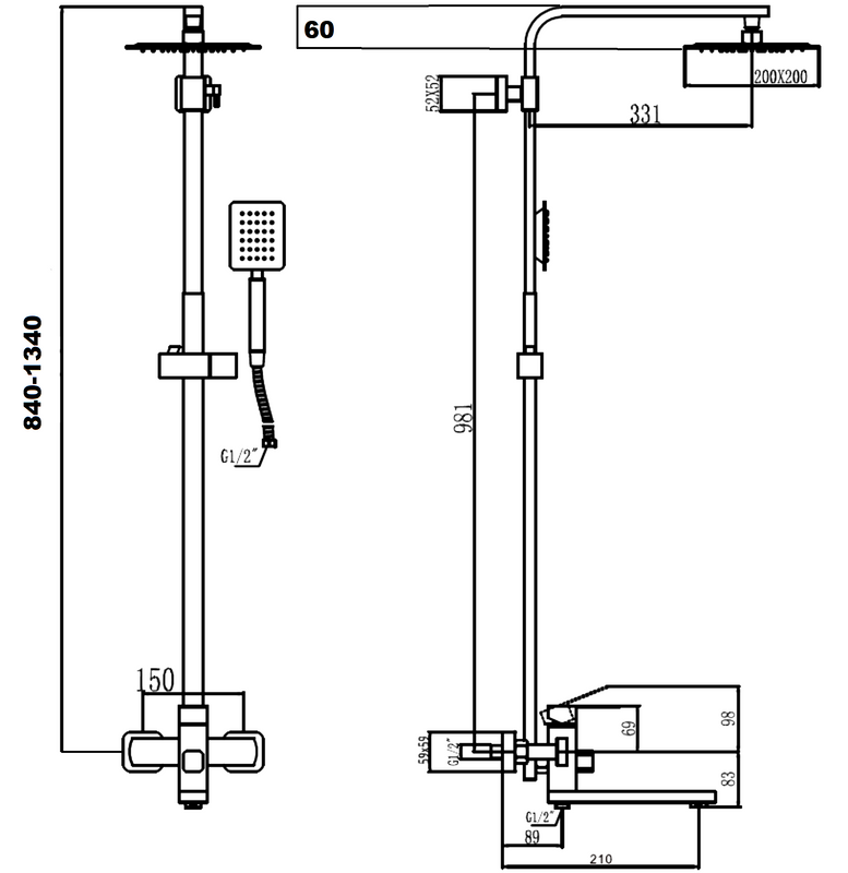 Душевая стойка Fmark FS8145-35H черная