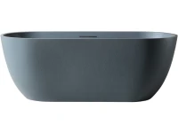 Ванна из искусственного камня Abber Frankfurt 170x75 см, отдельностоящая, серая, овальная, со сливом-переливом