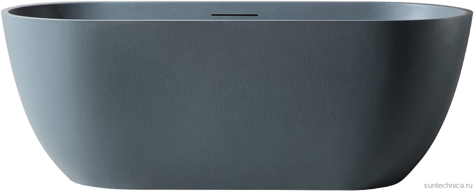 Ванна из искусственного камня Abber Frankfurt 170x75 см, отдельностоящая, серая, овальная, со сливом-переливом