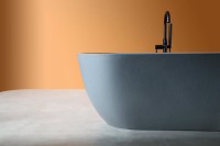 Ванна из искусственного камня Abber Frankfurt 170x75 см, отдельностоящая, серая, овальная, со сливом-переливом