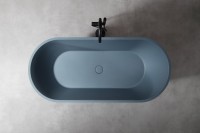 Ванна из искусственного камня Abber Frankfurt 170x75 см, отдельностоящая, серая, овальная, со сливом-переливом