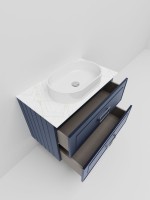Тумба под раковину со столешницей La Fenice Cubo Twin 90 подвесная , синяя, столешница белый мрамор