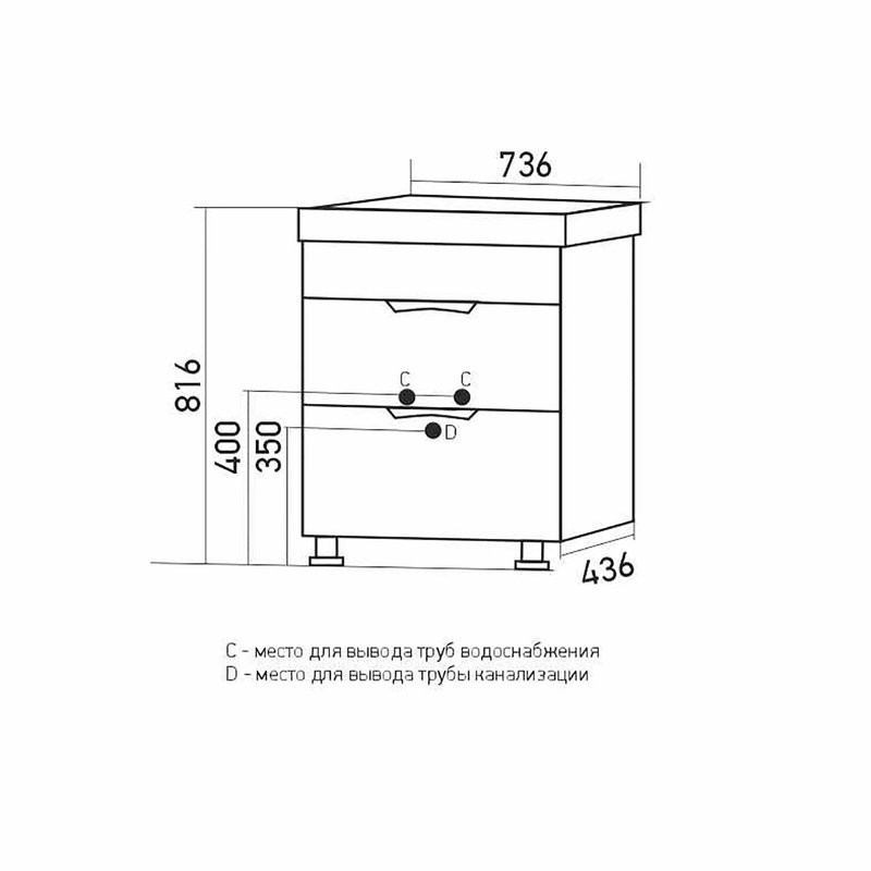 Тумба д/ванной "ЭТЬЕН-75" под раковину Нелли-75 (MIXLINE) (ПВХ)