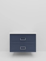 Тумба под раковину La Fenice CUBO Twin Blu Grigio синяя матовая 100 см Черная ручка