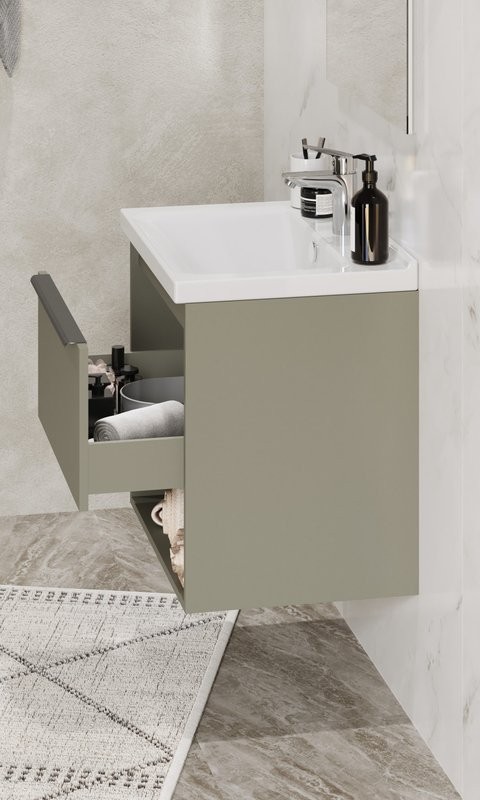 Тумба под раковину без столешницы AQUATON Хоуп 60 подвесная, 1 ящик, хаки