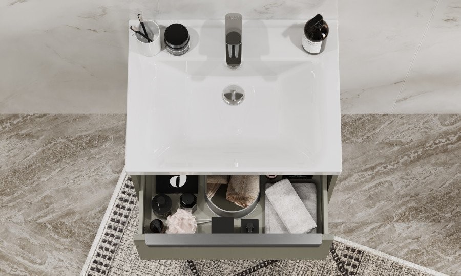 Тумба под раковину без столешницы AQUATON Хоуп 60 подвесная, 1 ящик, хаки