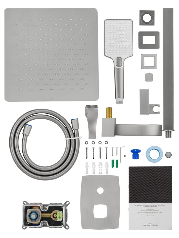 Душевой комплект Wonzon & Woghand Flex WW-88939072-BN С ВНУТРЕННЕЙ ЧАСТЬЮ, брашированный никель