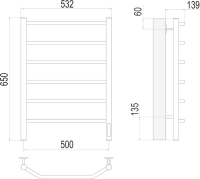 Полотенцесушитель электрический Terminus Виктория П6 500x650 Полотенцесушитель электрический Terminus Виктория П6 500x650