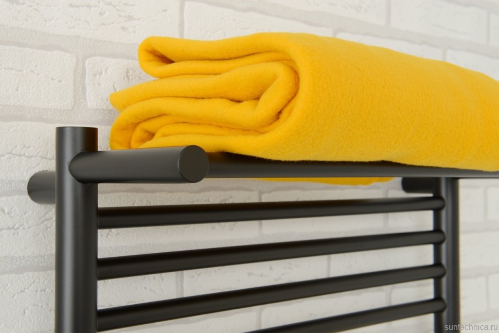 Полотенцесушитель электрический Сунержа Богема 3.1 31-6007-1240 130x45 см, подключение справа, матовый черный, лесенка, с полкой