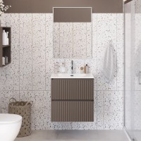 Тумба с раковиной BelBagno Uno-mini 50 подвесная, 2 ящика, матовая бежевая