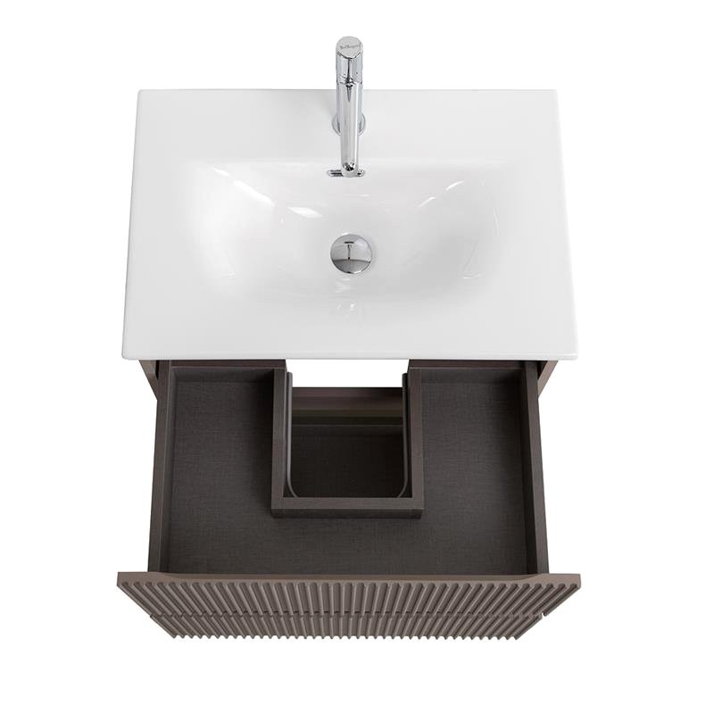 Тумба с раковиной BelBagno Uno-mini 50 подвесная, 2 ящика, матовая бежевая